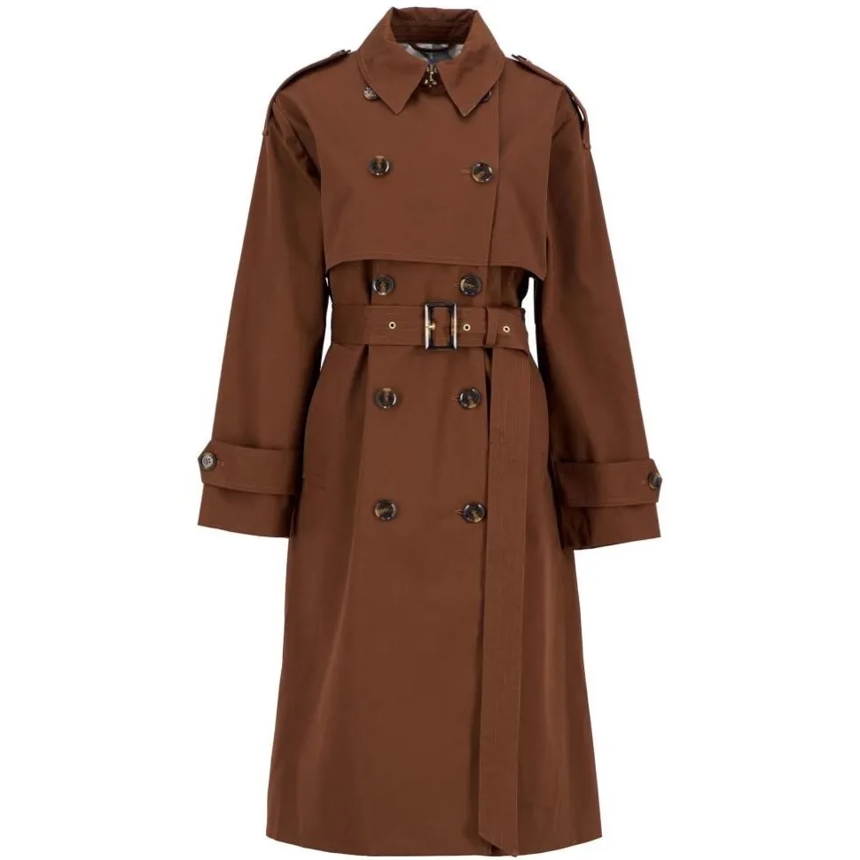 Barbour Aoife Showerproof Trench Coat Vicuna/Hessian Tartan