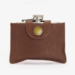 Barbour 4OZ Hinged Hip Flask Classic Brown