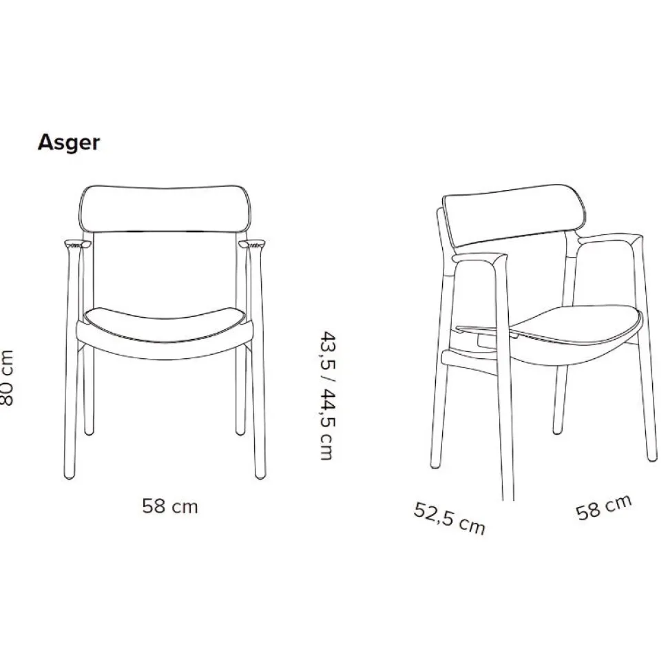 Bent Hansen Asger Spisebordsstol Eg/Røget Sort Zenso 2 Læder