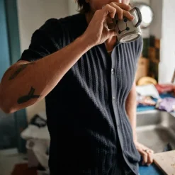 Blue De Génes Compra Open Polo Knit Dark Navy