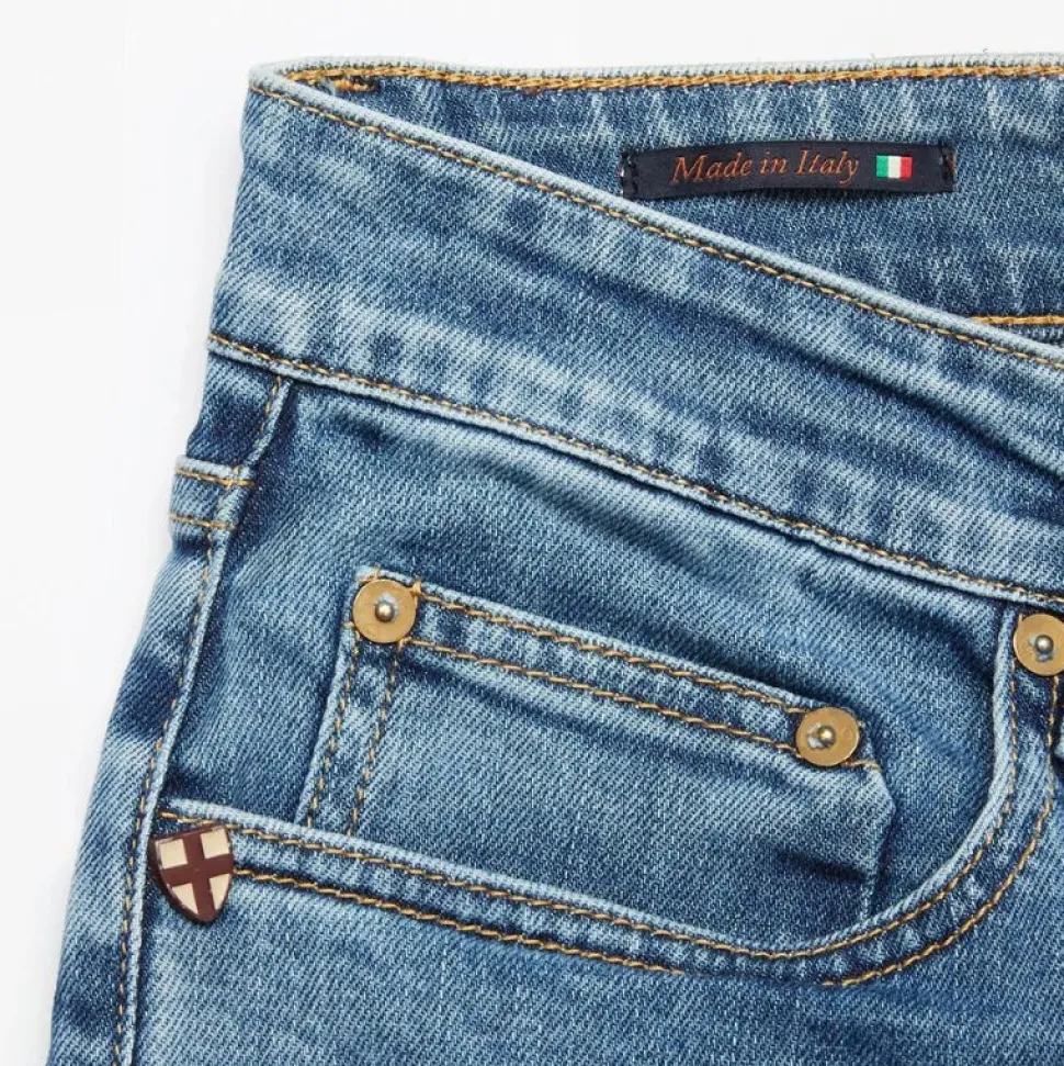 Blue De Gênes Vinci Pala Used Jeans Blue Denim