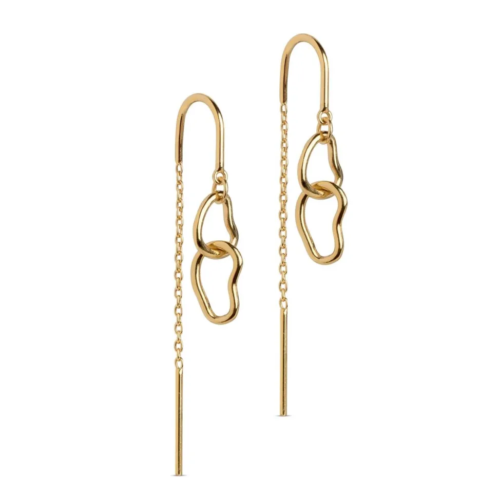 Enamel Copenhagen Earrings Organic Double Circle Gold-Plated