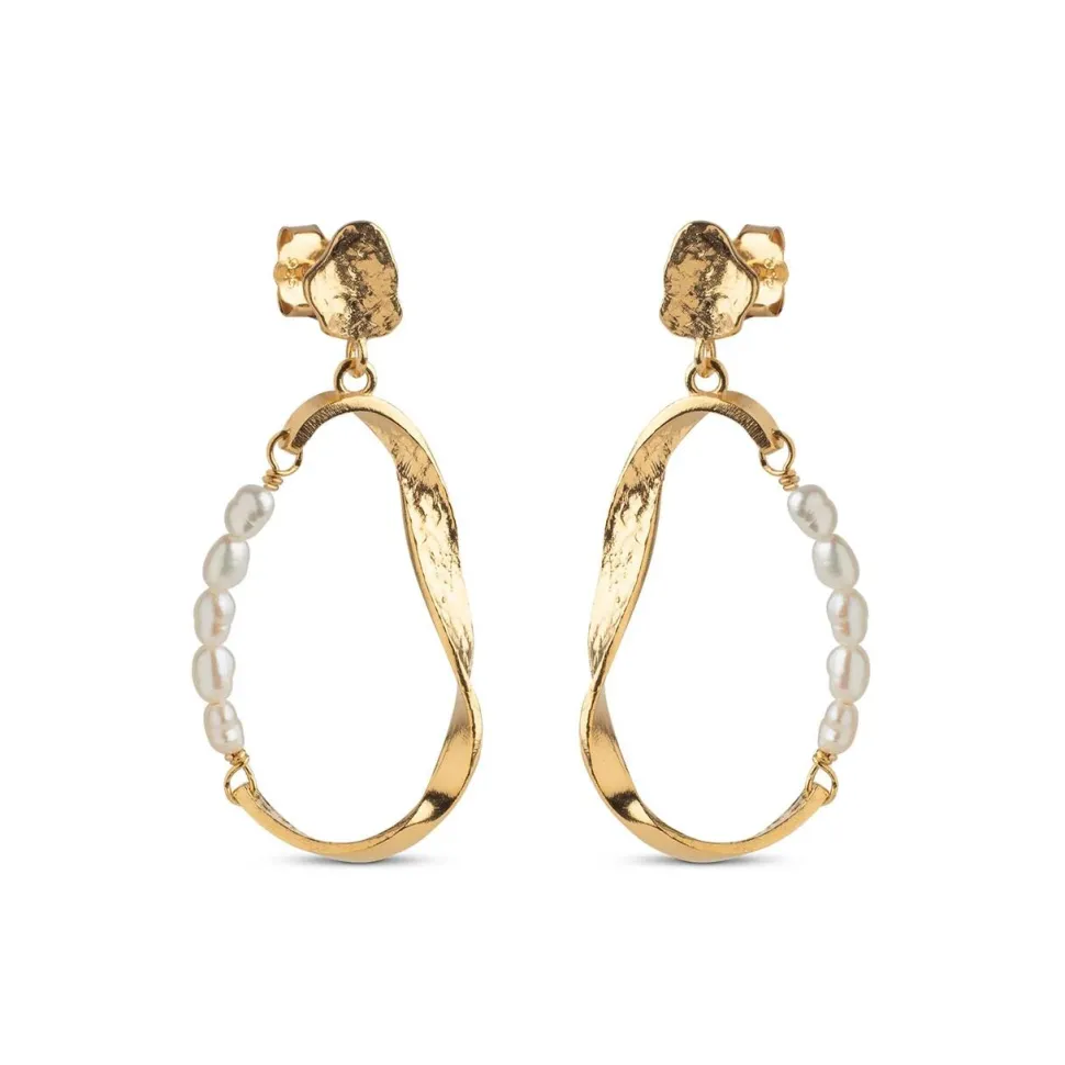 Enamel Copenhagen Earrings Aloma Pearl Small Gold-Plated