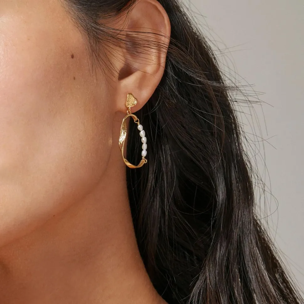 Enamel Copenhagen Earrings Aloma Pearl Small Gold-Plated