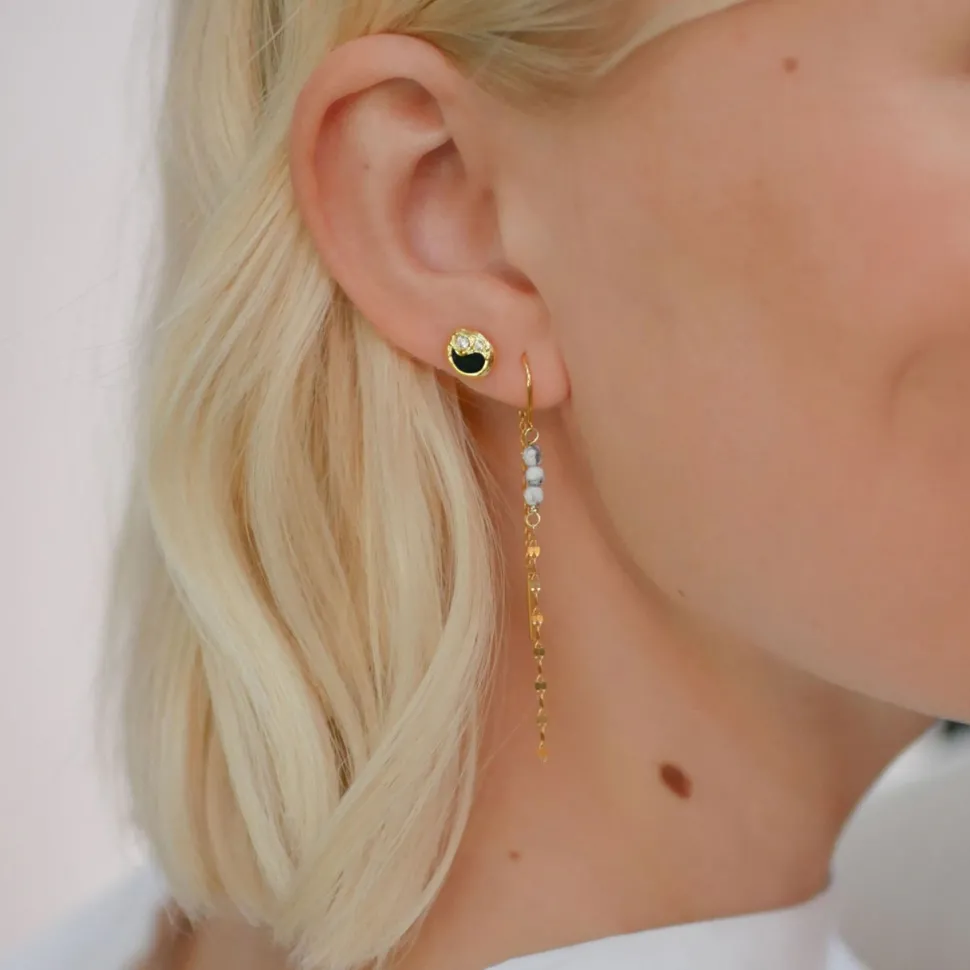 Enamel Copenhagen Earrings Yin Yang Chain Gold-Plated