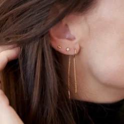 Enamel Copenhagen Hoop Chain Earrings Silver