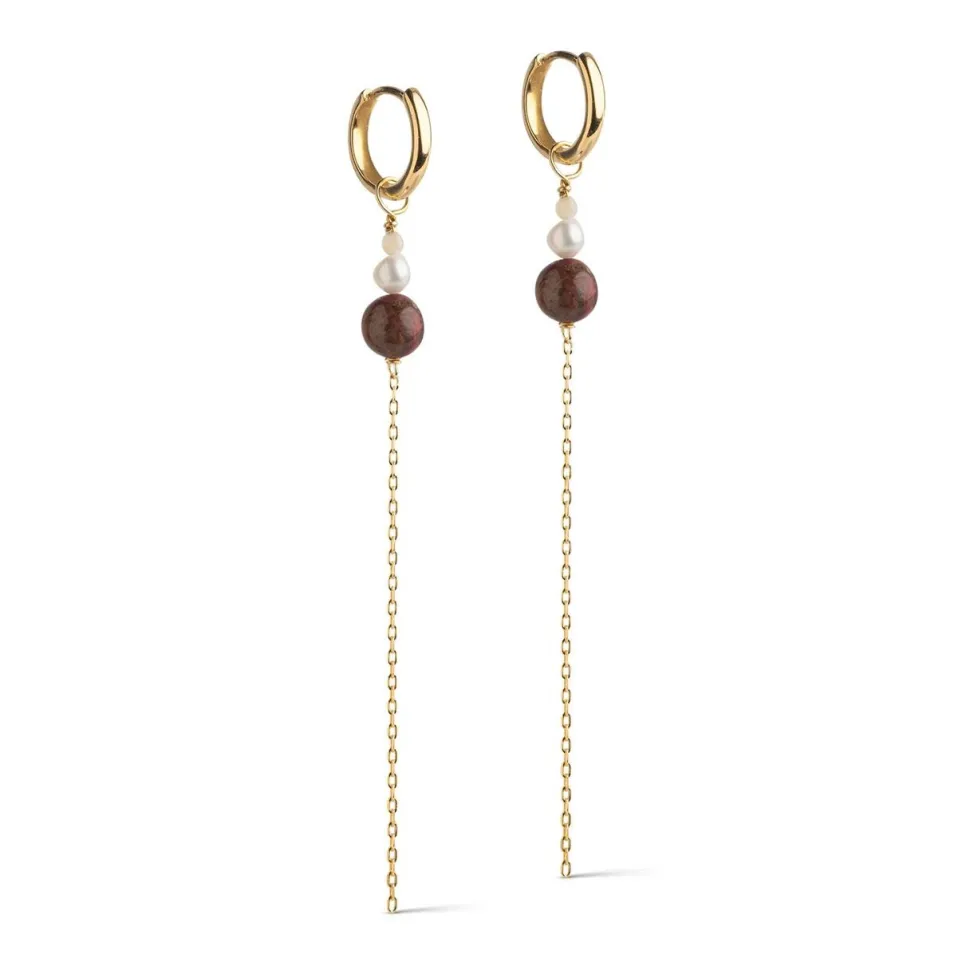 Enamel Copenhagen Hoops Jana Light Yellow/Pearl/Brown Gold-Plated