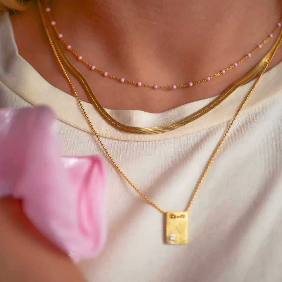 Enamel Copenhagen Necklace Caroline Gold-Plated