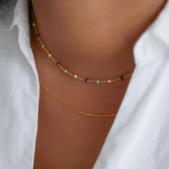 Enamel Copenhagen Necklace Lola Marine Gold-Plated