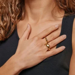 Enamel Copenhagen Ring Agnete Large Gold-Plated