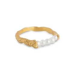 Enamel Copenhagen Ring Ailana Pearl Gold-Plated
