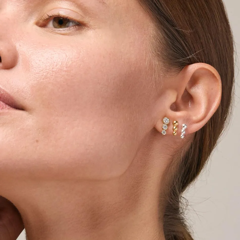 Enamel Copenhagen Studs Trinity CZ Gold-Plated