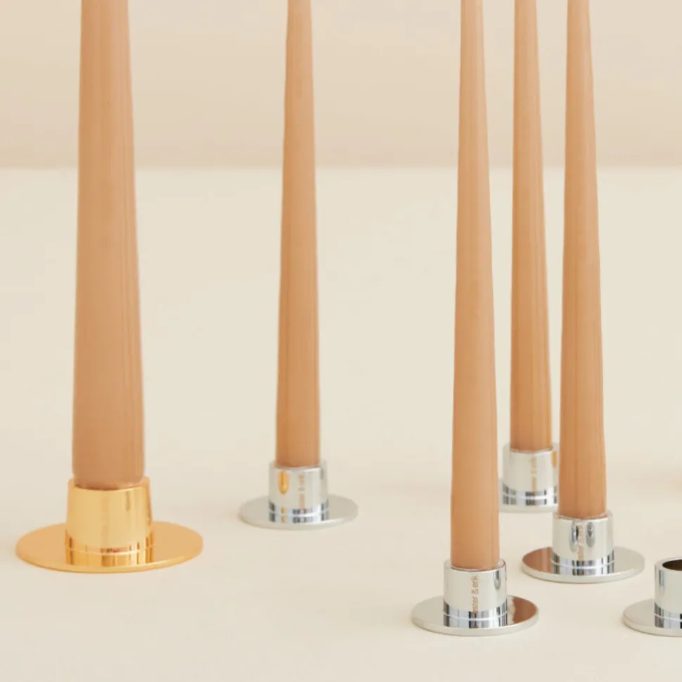 Ester & Erik Lysestage Blank Guld Mellem