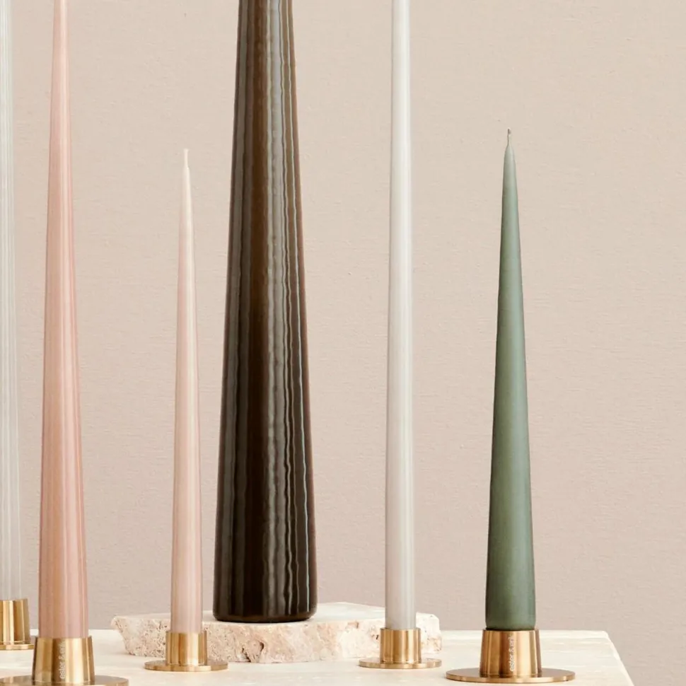 Ester & Erik Lysestage Børstet Guld Lille