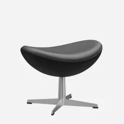 Fritz Hansen 3316 Ægget Sort Essential Læder Inkl. Fodskammel