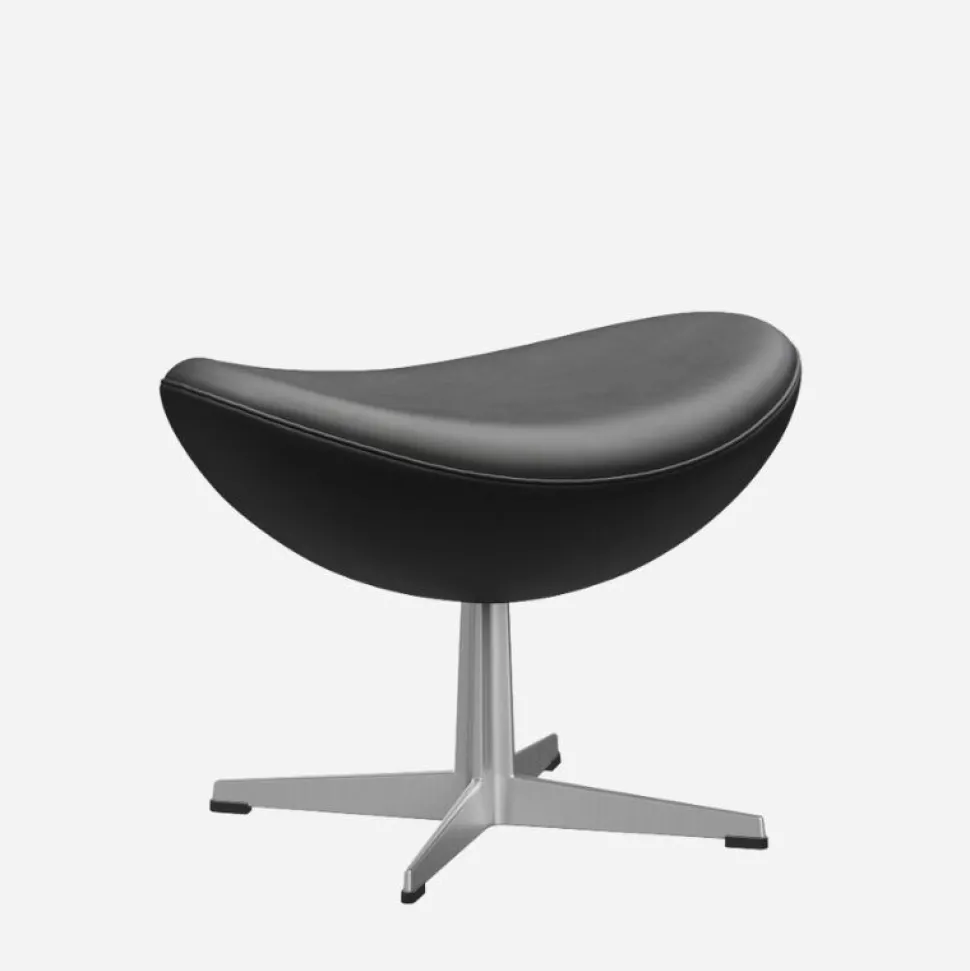 Fritz Hansen 3316 Ægget Sort Essential Læder Inkl. Fodskammel