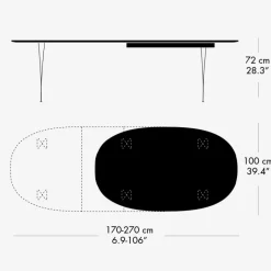 Fritz Hansen Super-Ellipse Bord Med Udtræk B620