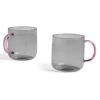 HAY Borosilicate Mug Light Grey With Pink Handle 2 stk.