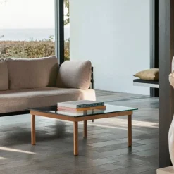 Hay Kofi Sofabord 80 x 80 Oak & Clear Glass
