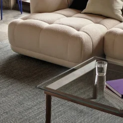 Hay Kofi Sofabord 80 x 80 Walnut & Clear Glass