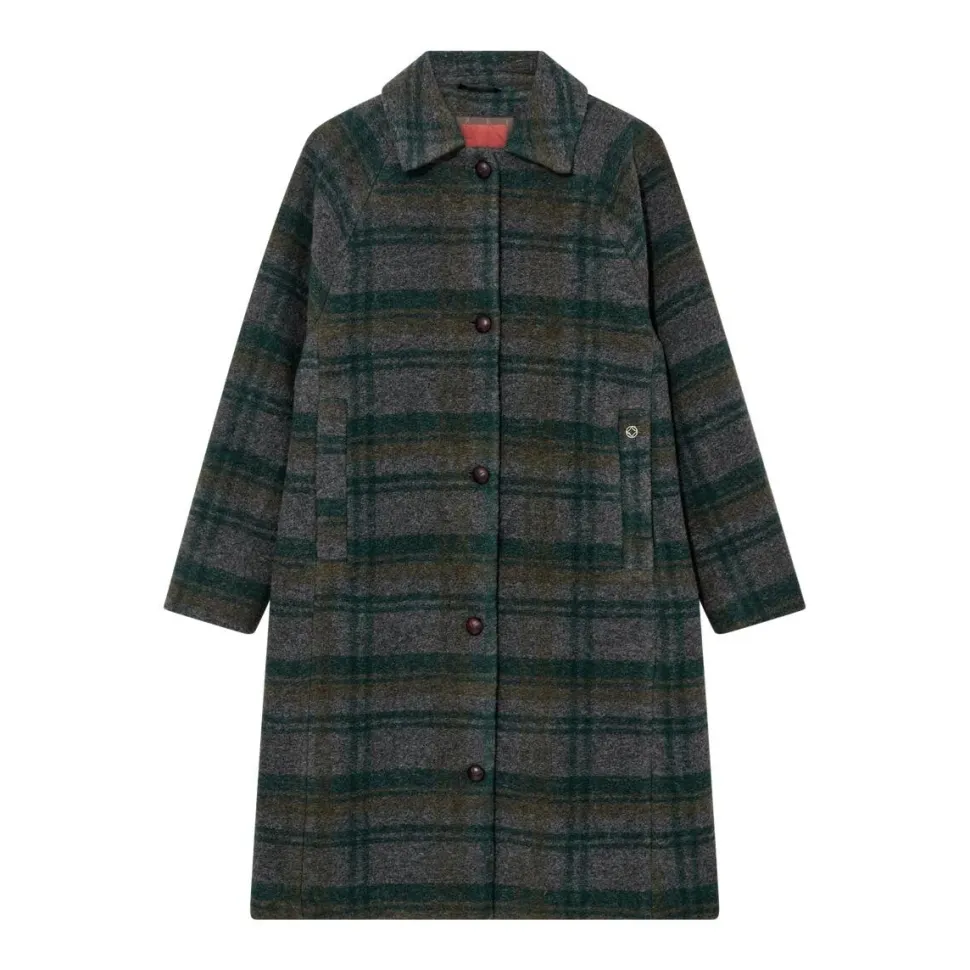 HEYANNO Believe Check Coat Deep Forest