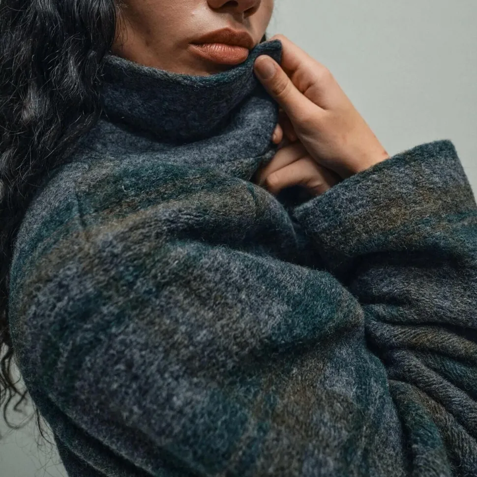 HEYANNO Believe Check Coat Deep Forest