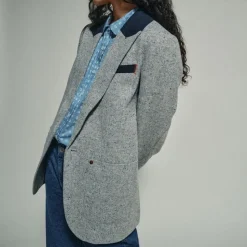 HEYANNO Brave Tweed Blazer Grey Melange