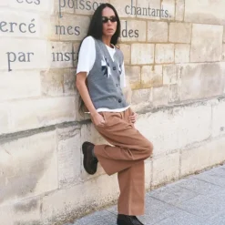 HEYANNO Victory Knit Waistcoat Grey Melange