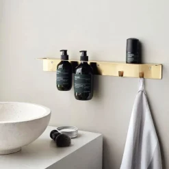 Meraki Bottle Hanger With Hooks Brushed Brass