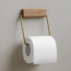 Moebe Toilet Roll Holder Oak/Brass
