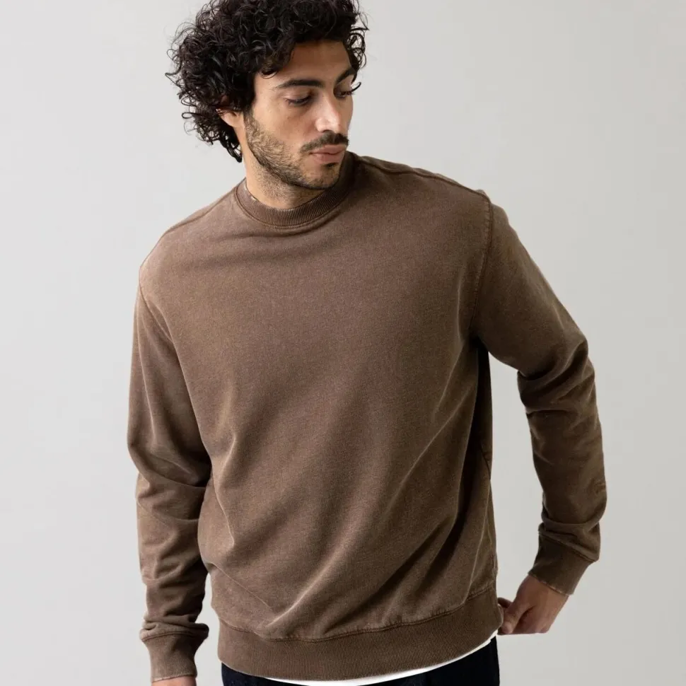 Mos Mosh Gallery French Faded Sweatshirt Chocolate Brown