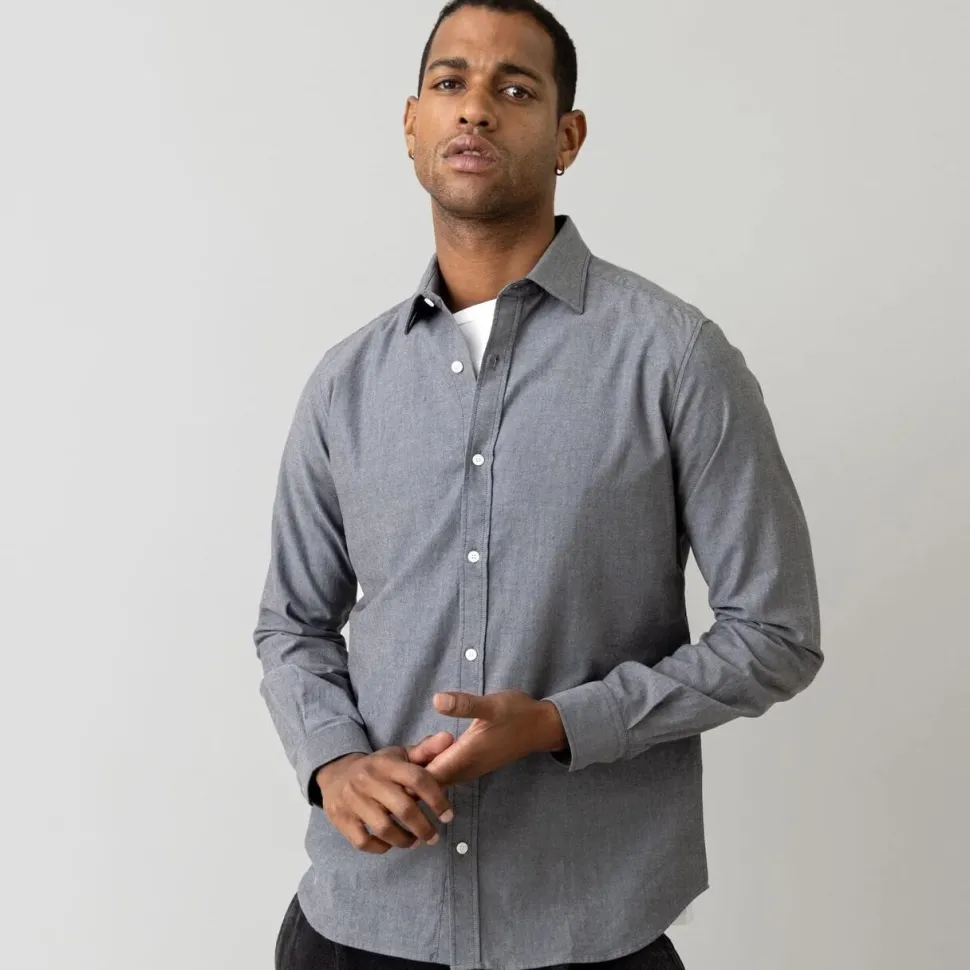 Mos Mosh Gallery Marco Oxford Shirt Shade Grey