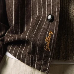 Mos Mosh Gallery Matteo Brown Stripe Overshirt Chocolate