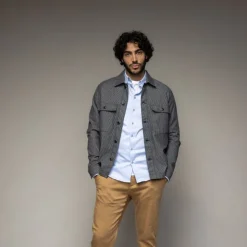 Mos Mosh Gallery Matteo Stripe Overshirt Blue