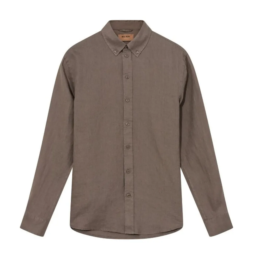 Mos Mosh Gallery Theo Linen Shirt Chocolate Chip