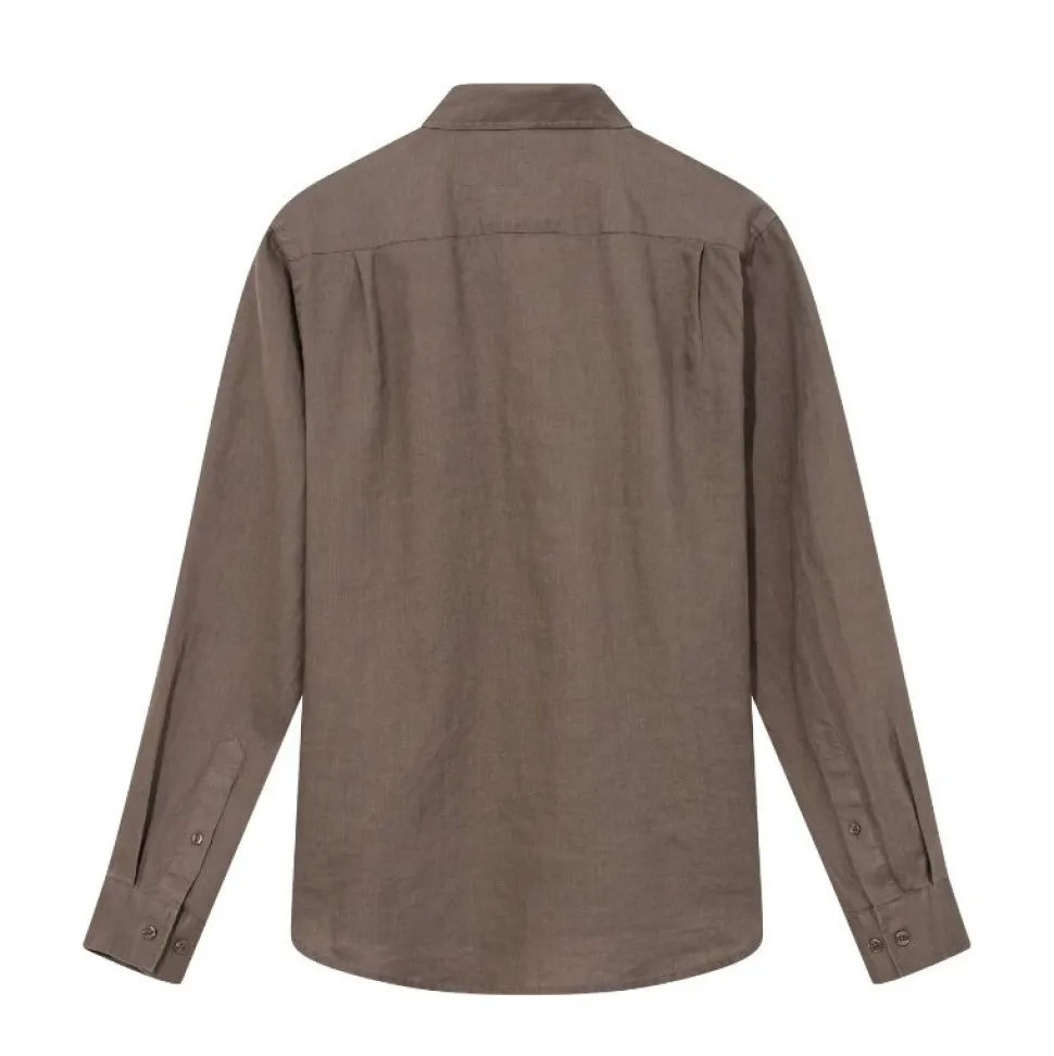 Mos Mosh Gallery Theo Linen Shirt Chocolate Chip