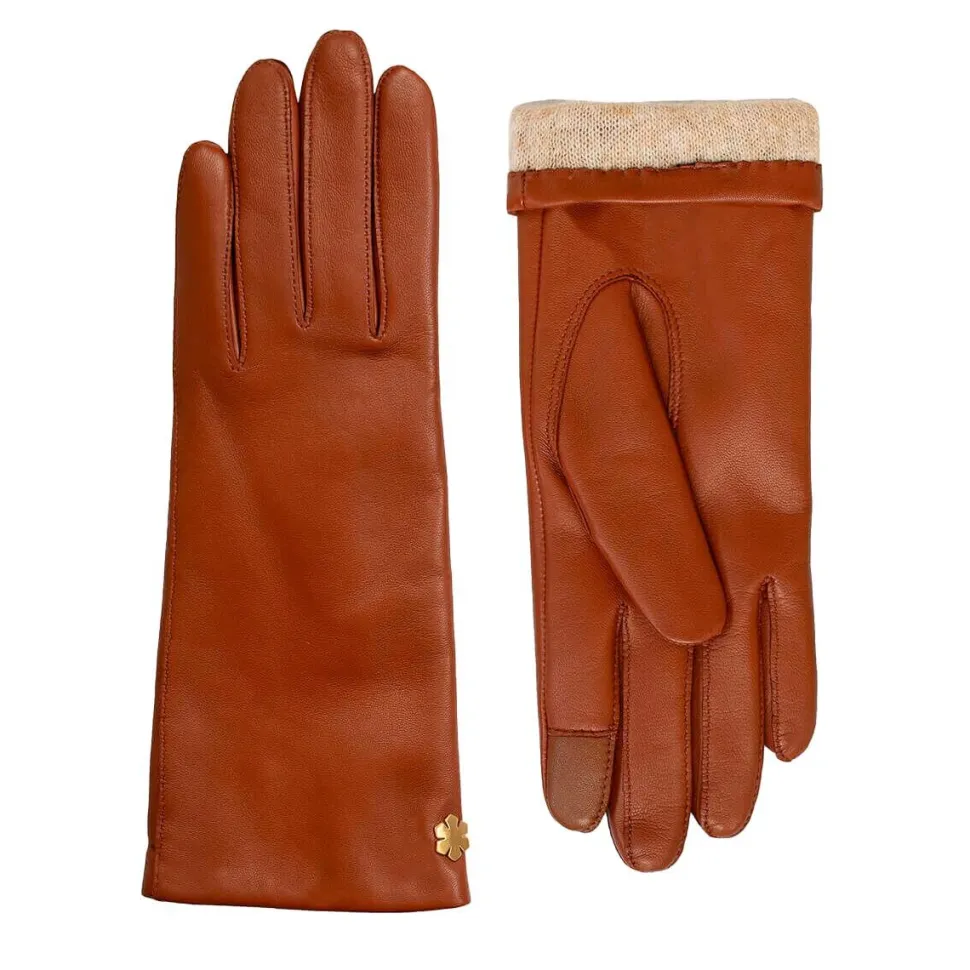RHANDERS Anna Leather Gloves Cognac