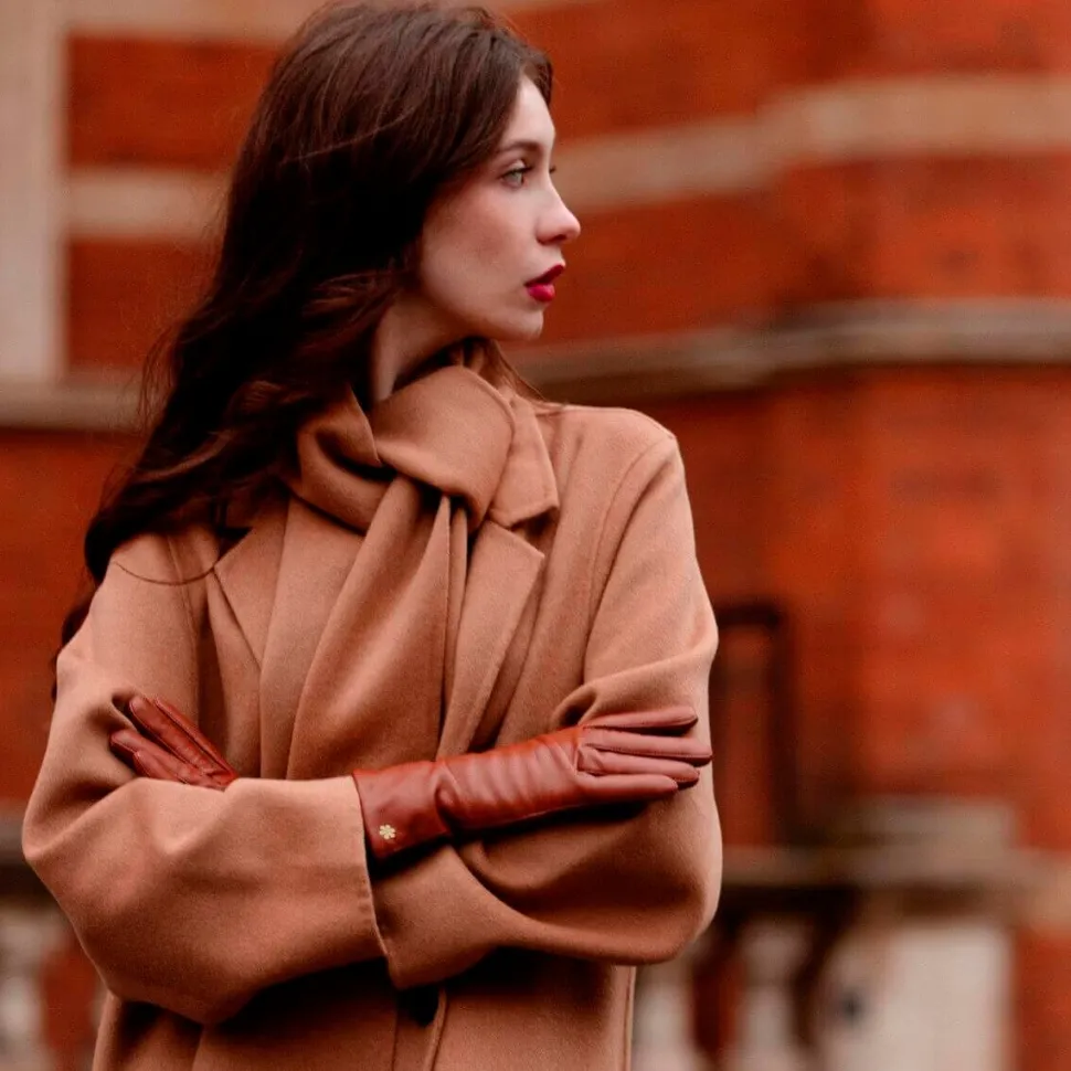 RHANDERS Anna Leather Gloves Cognac