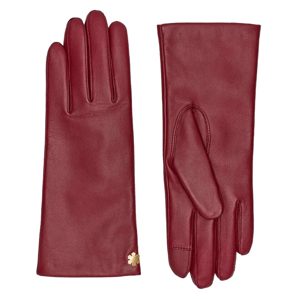 RHANDERS Anna Leather Gloves Dark Red