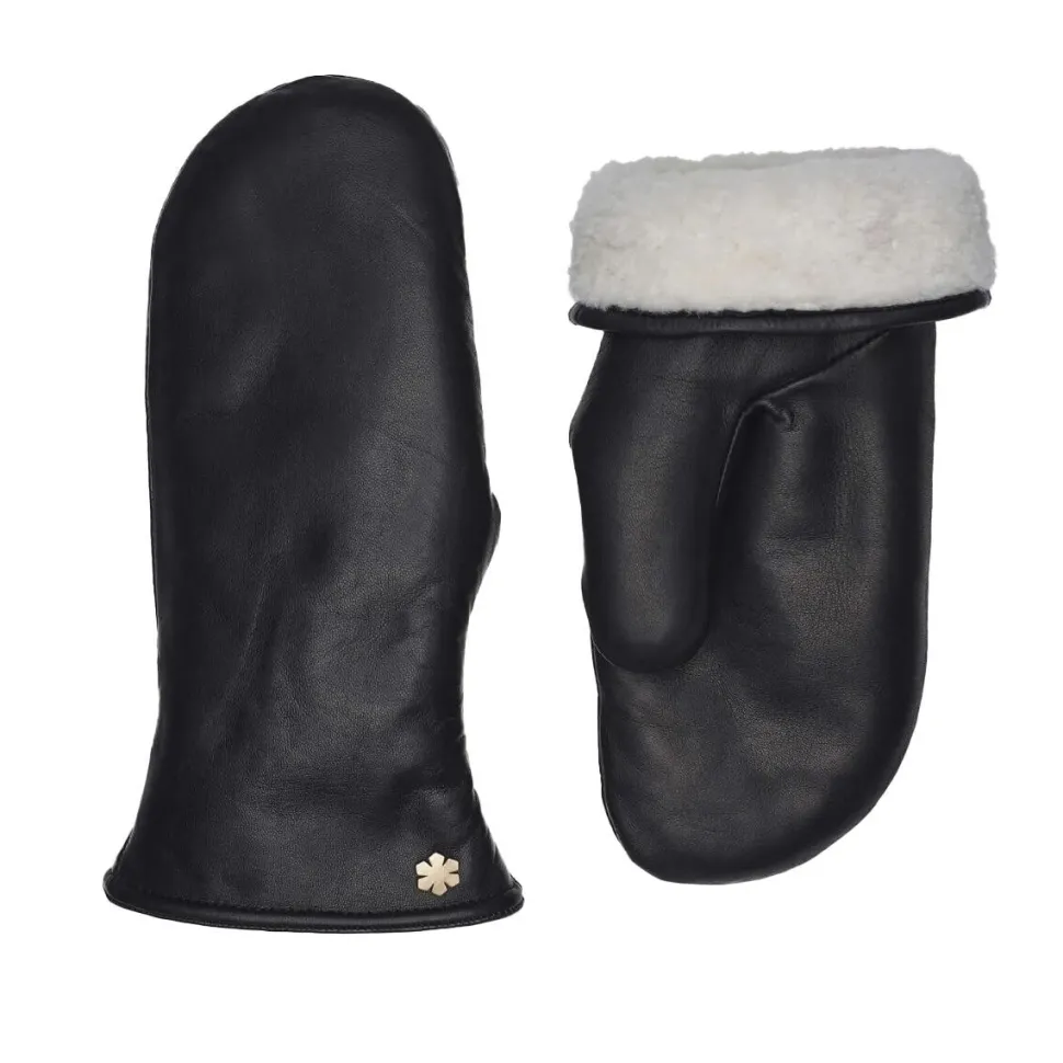 RHANDERS Helena Leather Mittens Black