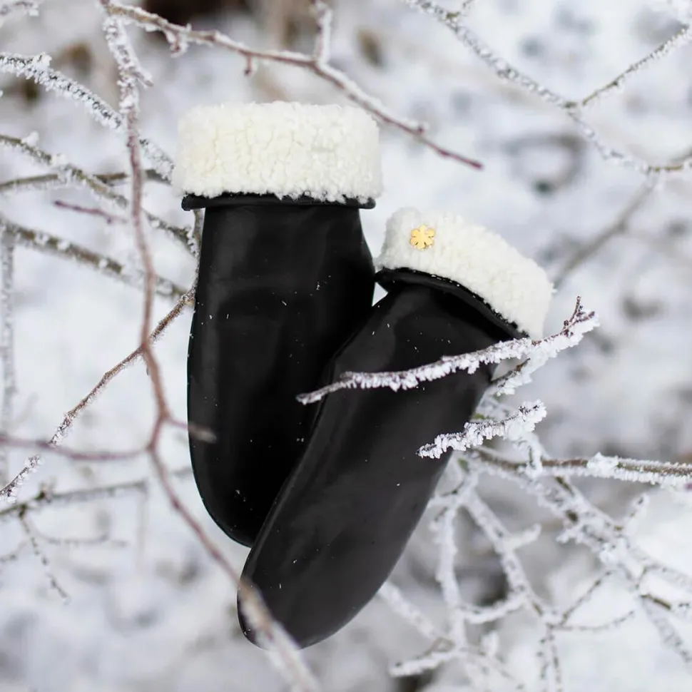 RHANDERS Helena Leather Mittens Black