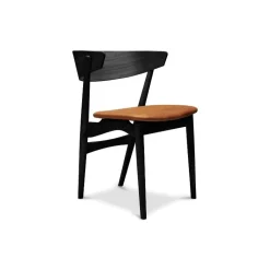 Sibast Furniture No 7 Dining Chair Sortlakeret Eg Cognac Dunes Læder