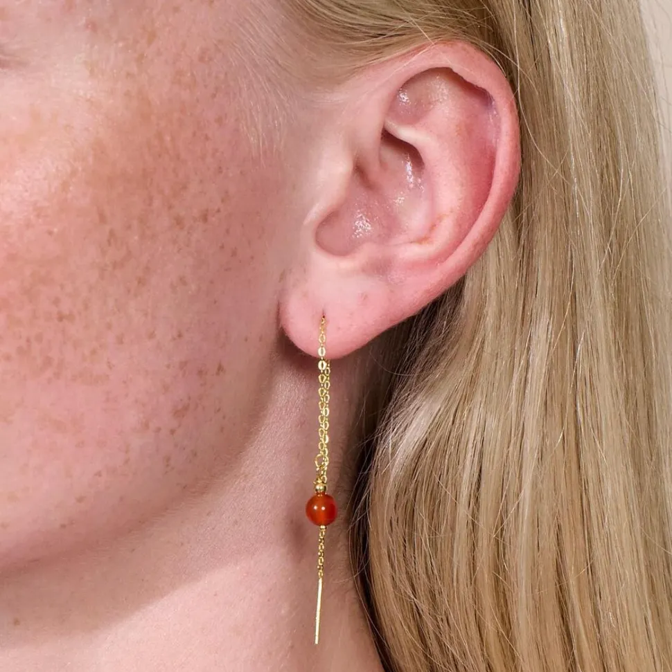 Soï Krystal Ella Øreringe Rød Jade