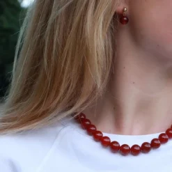 Soï Krystal Halskæde Faro Rød Jade