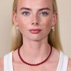 Soï Krystal Halskæde Rød Jade