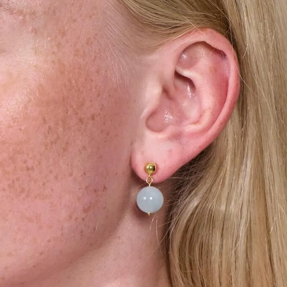 Soï Krystal Nora Øreringe Aquamarin