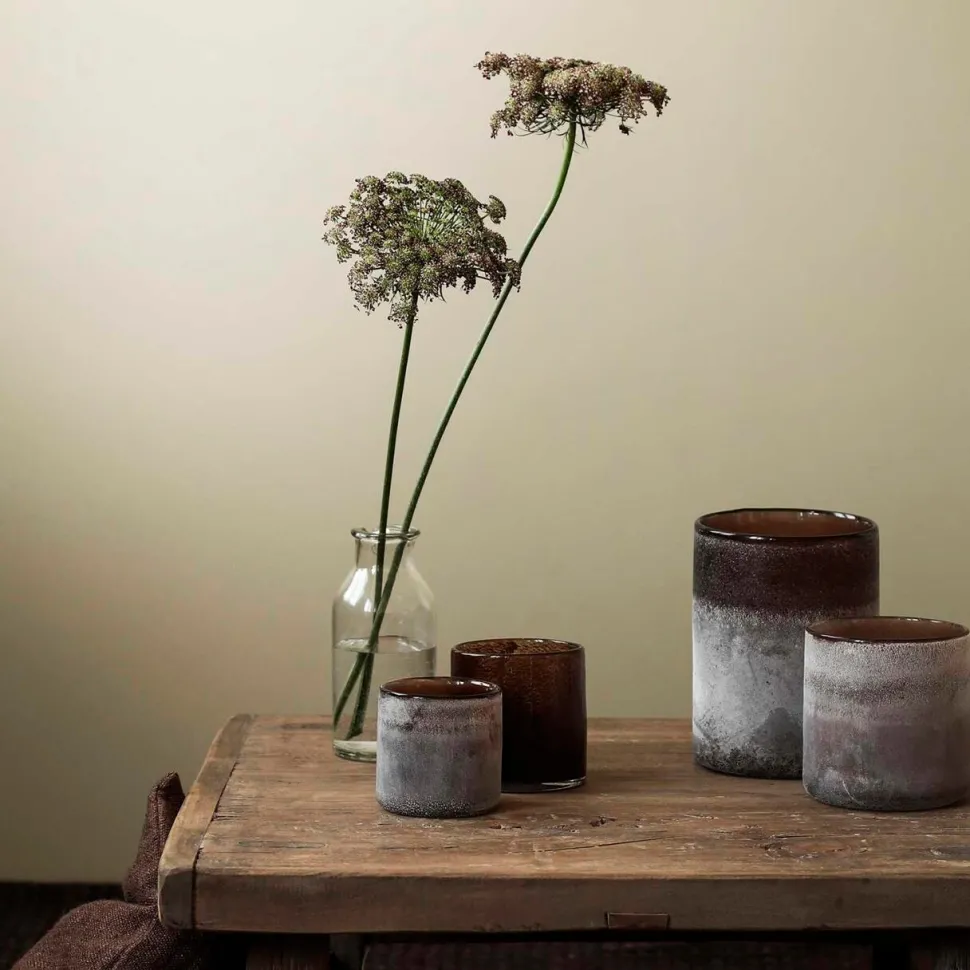 Tell Me More Frost Candleholder Large Brown