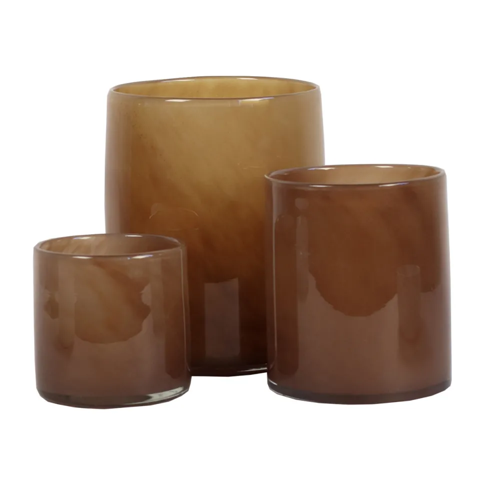 Tell Me More Lyric Candleholder Small Brown