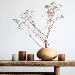 Tell Me More Lyric Candleholder Small Brown