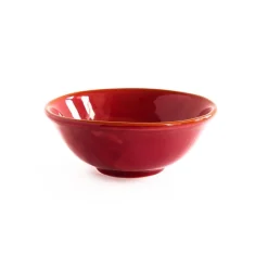 Val Pottery Inez Bowl Dark Red/Dark Orange Line